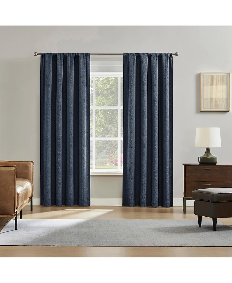 Sun Zero Medina Woven Damask Medallion Blackout Rod Pocket Curtain Panel Pair