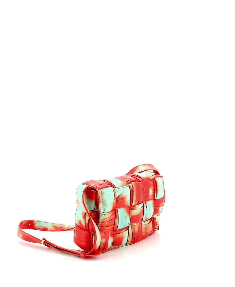 Pre-Owned Bottega Veneta Cassette Crossbody Bag Maxi Intrecciato Tie Dye Plisse Leather