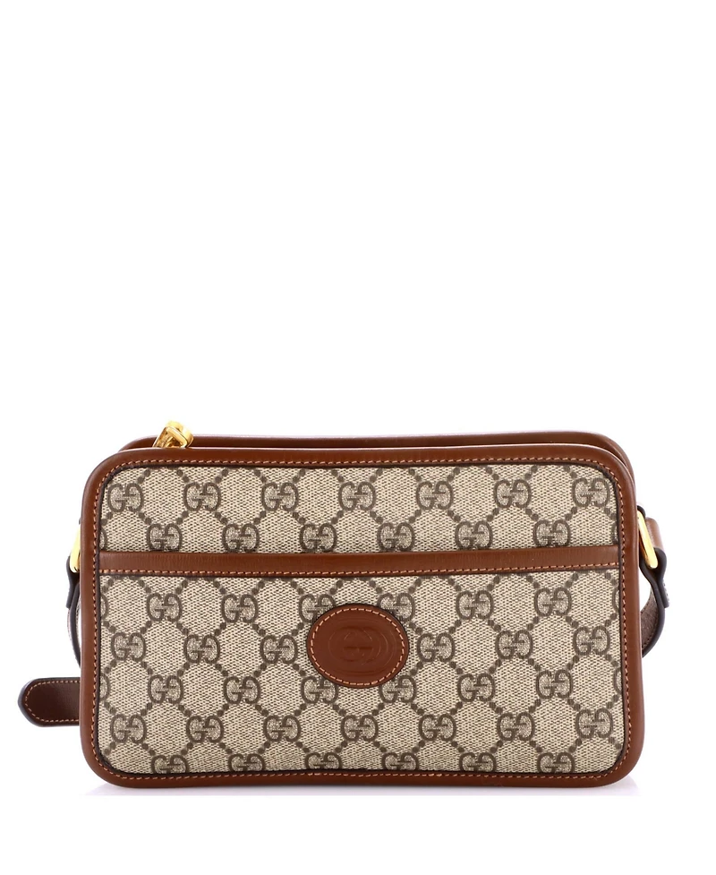 Pre-Owned Gucci Mini Interlocking G Patch Camera Bag Gg Coated Canvas