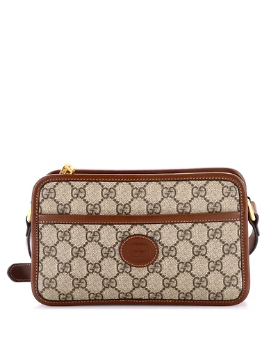 Pre-Owned Gucci Mini Interlocking G Patch Camera Bag Gg Coated Canvas