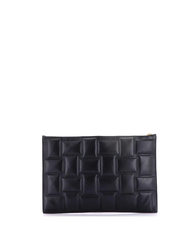 Pre-Owned Bottega Veneta Cassette Zip Clutch Embossed Padded Leather