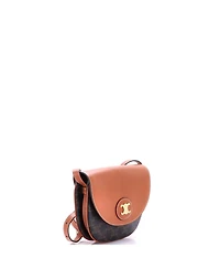 Pre-Owned Celine Small Besace Shoulder Bag Leather and Triomphe Coated Canvas