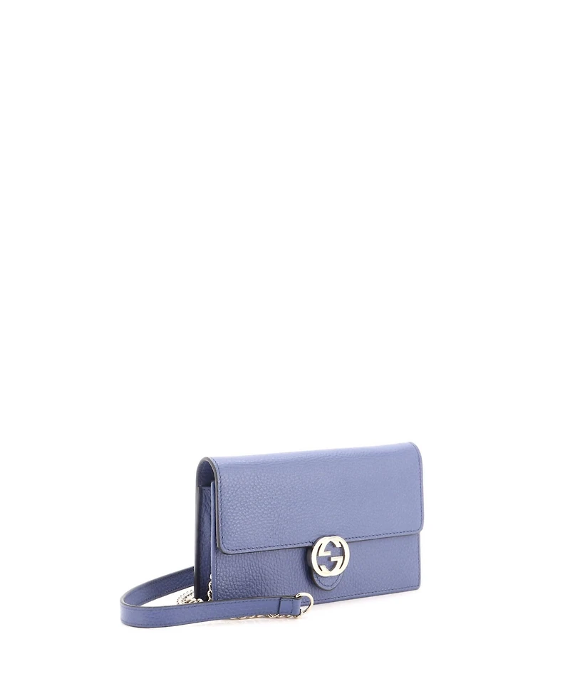 Pre-Owned Gucci Interlocking Wallet on Chain Leather
