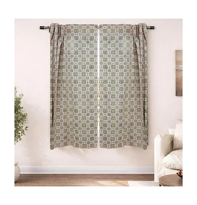 Fabdivine Chakravyu Handcarfted Block Print Boho Linen Curtain