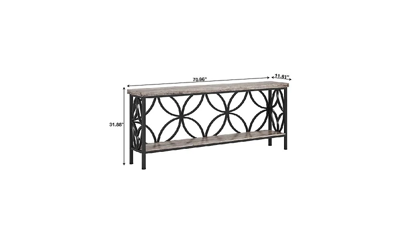 Slickblue 70.9" Industrial Console Table with 2 Tiers for Sofa
