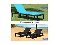 Boyel Living Patio Rattan Height Adjustable Lounge Chair with 2 Set of Cushion Cover