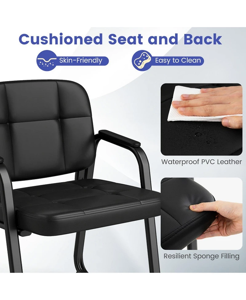 Sugift Office Reception Chairs Set of 2 Faux Leather Guest Chairs with Padded Armrests