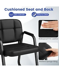 Sugift Office Reception Chairs Set of 2 Faux Leather Guest Chairs with Padded Armrests
