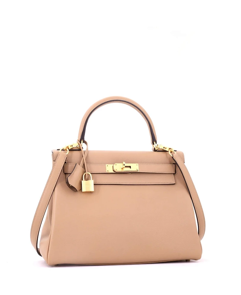 Pre-Owned Hermes Kelly 28 Handbag Brown Evercolor with Gold Hardware