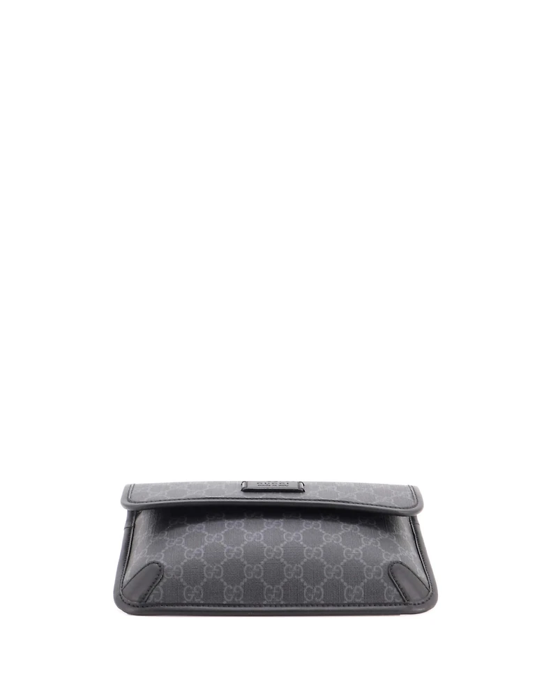 Pre-Owned Gucci Web Flap Belt Bag Gg Coated Canvas