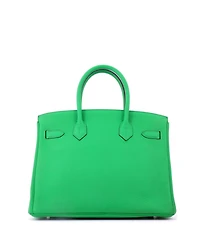 Pre-Owned Hermes Birkin 30 Handbag Green Clemence with Palladium Hardware