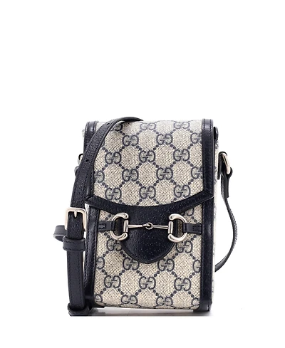 Pre-Owned Gucci Mini Horsebit 1955 Crossbody Bag Gg Coated Canvas with Leather