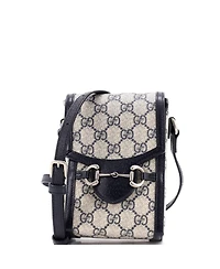 Pre-Owned Gucci Mini Horsebit 1955 Crossbody Bag Gg Coated Canvas with Leather