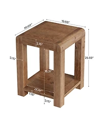 Tribesigns 19.7" Solid Wood Square End Table, 2-Tier Farmhouse