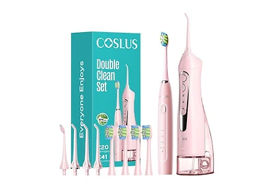 Coslus C20 and C41: 2-in-1 Portable Water Flosser and Electric Toothbrush. For teeth, braces, gums, Bpa-free