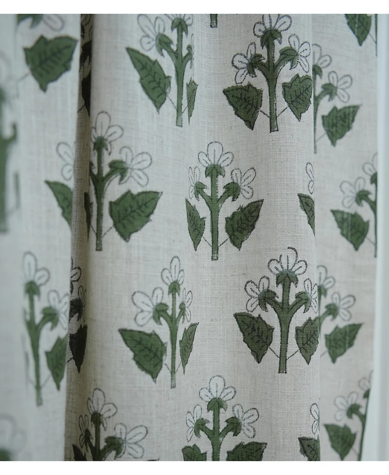 Fabdivine Chahat Handmade Block Print Floral Linen Curtains