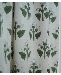 Fabdivine Chahat Handmade Block Print Floral Linen Curtains