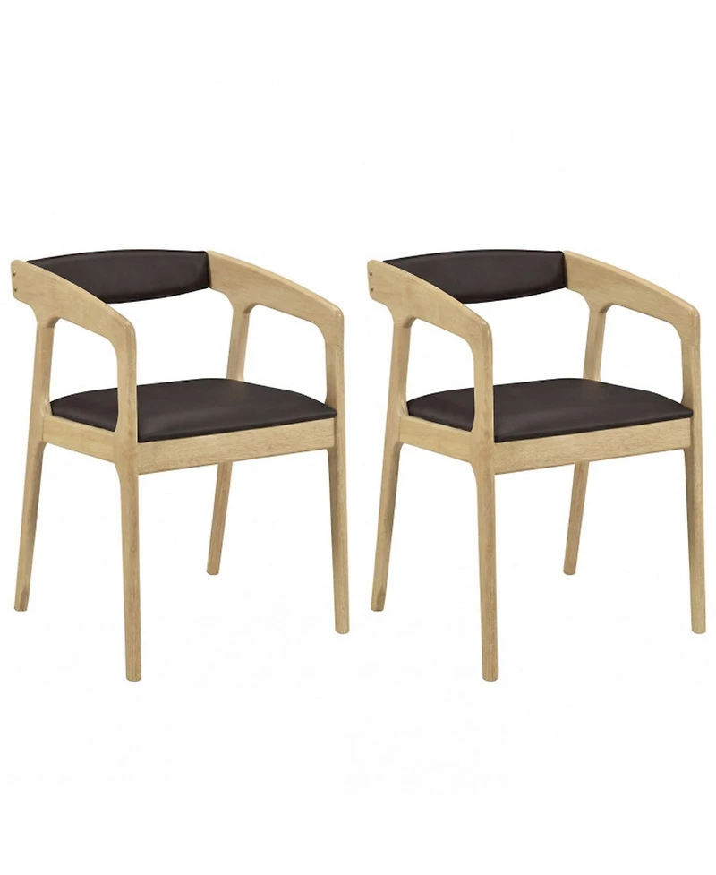 Sugift Upholstered Faux Leather Armchairs Set of 2 with Padded Seat Cushions