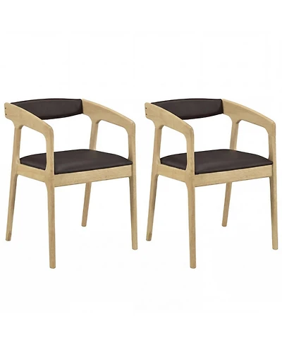 Sugift Upholstered Faux Leather Armchairs Set of 2 with Padded Seat Cushions