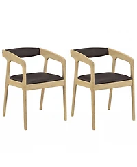 Sugift Upholstered Faux Leather Armchairs Set of 2 with Padded Seat Cushions