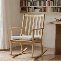Sugift Solid Rubber Wood Rocking Chair with Removable Padded Seat Cushion