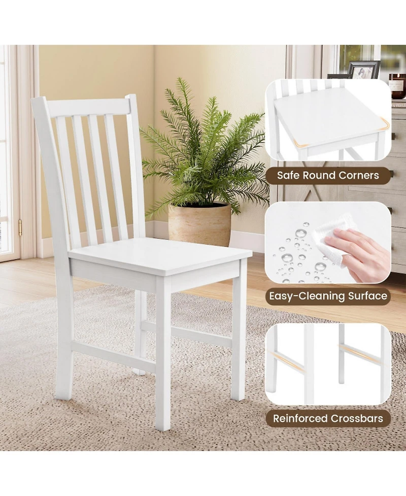 Sugift Wooden Kitchen Chairs Set of 2 Featuring Breathable Slat Tilt Backrest and Rubber Wood Frame
