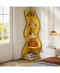 Tribesigns 5-Tier Wavy Corner Bookshelf
