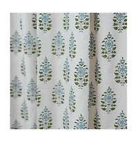Fabdivine Floral Block Print Linen Curtain Handmade Boho Window Panel