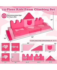 Slickblue 14-Piece Modular Kids Play Couch and Foam Climbing Block Set