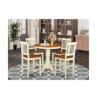 East West Furniture 5 Piece counter height Dining set-pub Table and 4 Kitchen bar stool