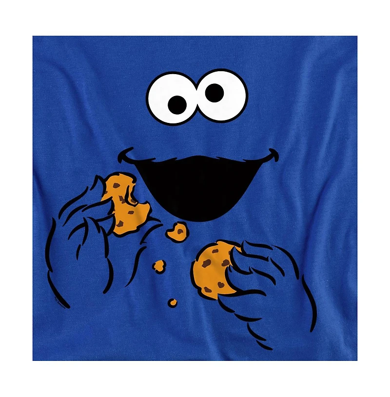Sesame Street Men's Cookie Monster Om Nom Face T-Shirt