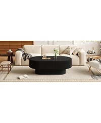 Streamdale Furniture Modern Fluted Oval Farmhouse Coffee Table