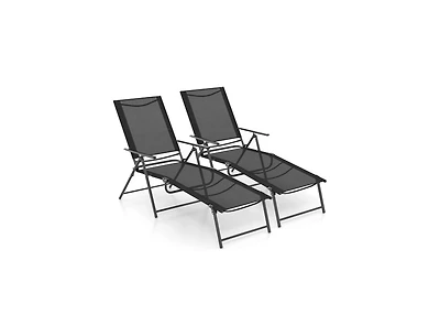 Boyel Living 2 Piece Patio Folding Chaise Lounge Chairs Recliner with 6-Level Backrest