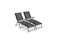 Boyel Living 2 Piece Patio Folding Chaise Lounge Chairs Recliner with 6-Level Backrest