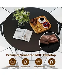 Sugift 47 Inch Round Dining Table for 4 to 6 with Hourglass Metal Base