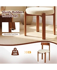 Sugift Set of 2 Upholstered Dining Chairs with Curved Backrest and Solid Rubber Wood Legs