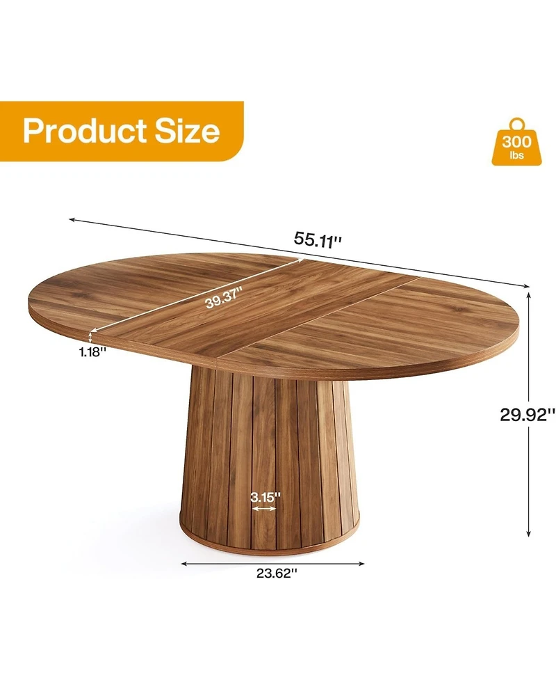 Tribesigns 55.11" Oval Dining Table for 6 with Pedestal