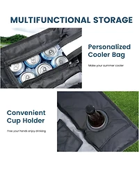 Aboron Oversized Rocking Camping Chair, Folding Chair,Fully Padded Patio Chair with Cooler BagandSide Pocket,Portable Outdoor Recliner