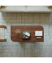Streamdale Furniture 47.2" Fan-Shaped Coffee Table with Storage Shelf