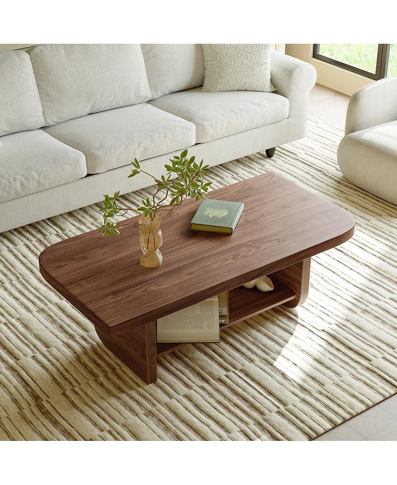 Streamdale Furniture 47.2" Fan-Shaped Coffee Table with Storage Shelf