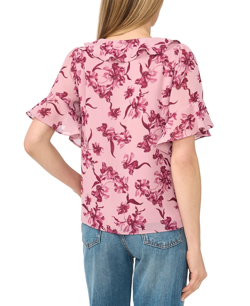 CeCe Women's V-Neck Short-Flutter Sleeve Blouse