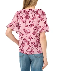 CeCe Women's V-Neck Short-Flutter Sleeve Blouse