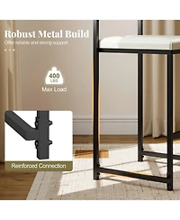 Sugift Set of 2 Stackable Counter Height Bar Stools with Upholstered Seat and Footrest