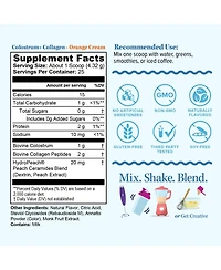 Vitauthority Colostrum Collagen Powder, Hydrolyzed Peptide, HydroPeach, Gut Health, Skin and Immune Support, Orange Cream Flavored, 25 Servings