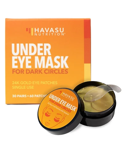 Havasu Nutrition Hydrating Under Eye Patches, Helps to Eliminate Eye Bags and Wrinkles, 24k Gold Masks, Havasu, 30 Pairs Plus Spatula