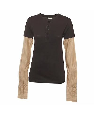 Pre-Owned Dries Van Noten Women's Hesma Contrast-Sleeve Layered Top