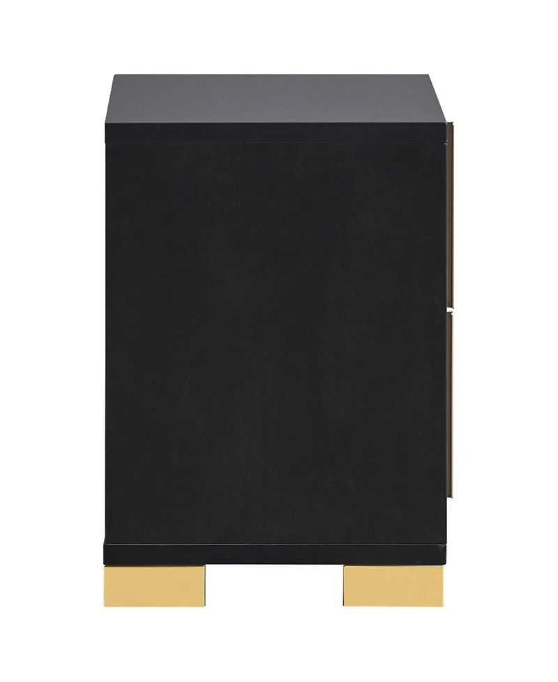 Flynama 2-Drawer Nightstand with Gold Accents