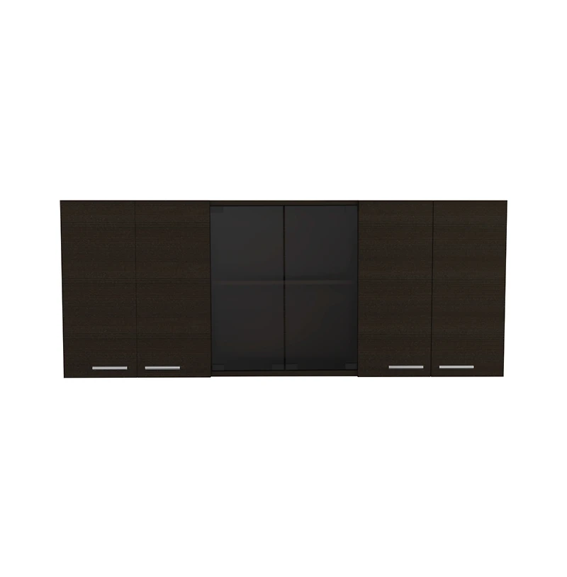 Fm Furniture Verona Wall-Mounted Kitchen Storage Cabinet with Glass Display Doors