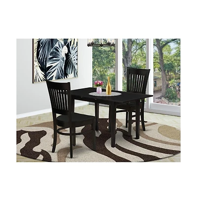 East West Furniture Dining Table- Dining Chairs, NFVA3-blk-w