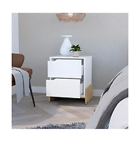 Flynama Macadamia 2-Drawer Nightstand with Sturdy Base
